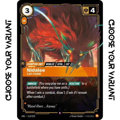   NIDALEE - CAT FORM   (SINGLE AND PLAYSET)   RARE CHAMPION UNIT - RB UNL