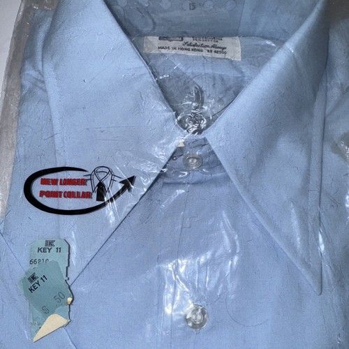 Vintage Blue Sanforized K-Mart Polyester Combed Cotton Sz 15 - Short Sleeve - Picture 5 of 7
