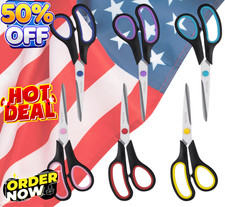 Scissors Set of 6 Pack 8 Scissors All Purpose Comfort-Grip Handles Sharp Sciss