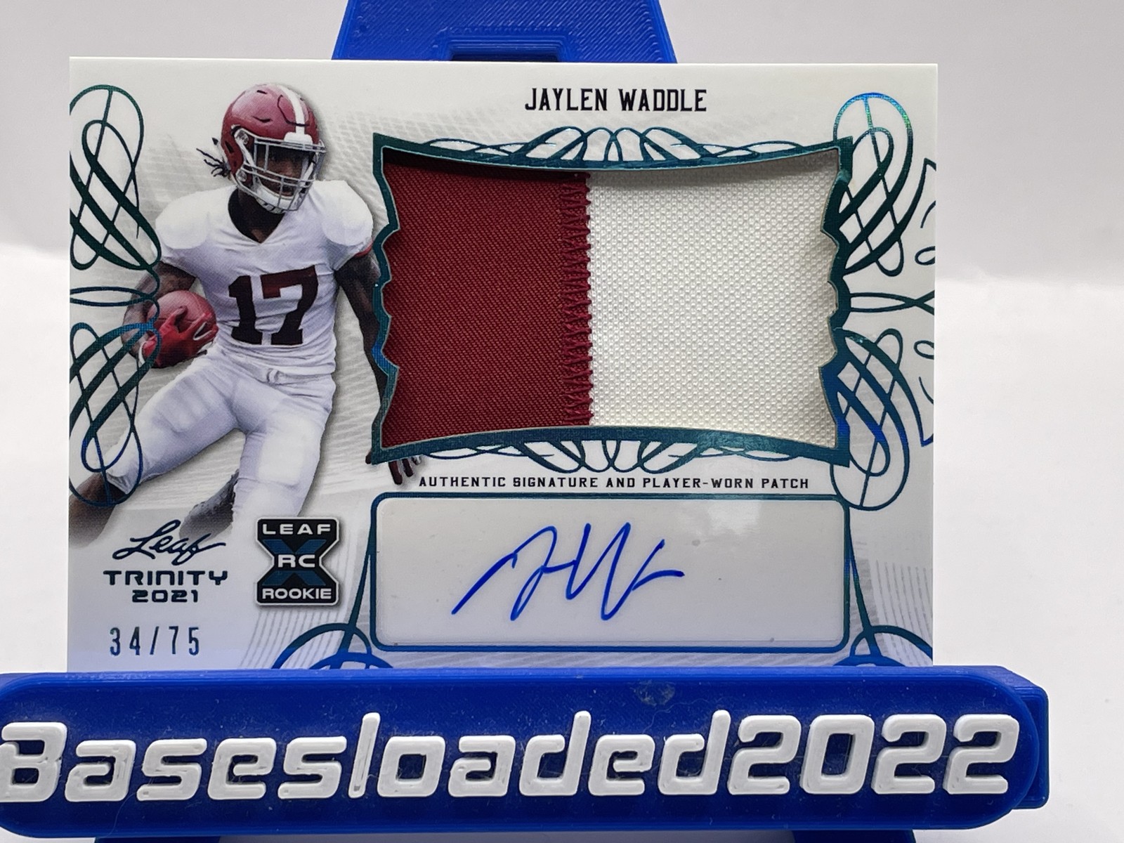 Jaylen Waddle Leaf Trinity Patch Autographs Xrc #PAJW1 Platinum Spectrum Holofoil