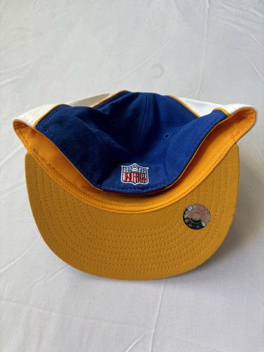Vtg Los Angeles Rams Hat Fitted 7 3/8 Blue Gold NFL Reebok Wool Colorblock Cap - Afbeelding 2 van 7