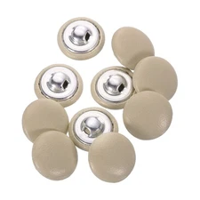 25pcs PU Leather Covered Button 15mm Aluminum Shank Round Button, Light Brown