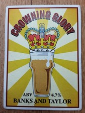 Beer pump clip badge, Banks & Taylor Brewery, Crowning Glory, Royal King Theme