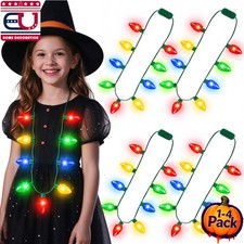 1-4PCS Christmas Light Up Necklace Xmas Holiday Party Glowing Decor with 9 LED