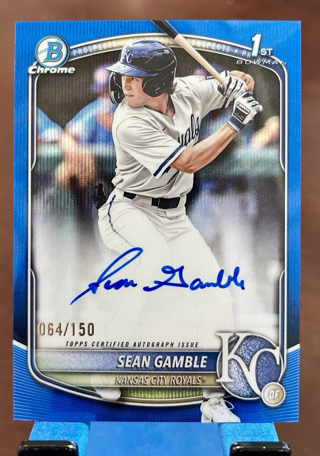 2025 BOWMAN DRAFT #CPA-SG SEAN GAMBLE BLUE WAVE CHROME AUTO /150 ROYALS🔥