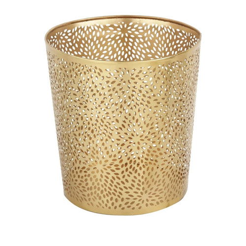 1.3 Gallon Round Perforated Copper Gold Metal Waste Basket Trash Can - Picture 1 of 3