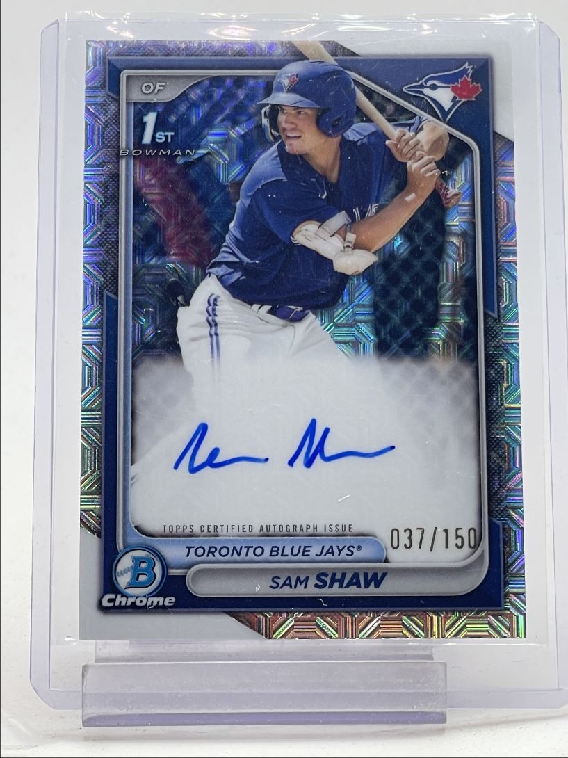 SAM SHAW 2024 BOWMAN CHROME 1ST HTA CHOICE REFRACTOR AUTO /150 Q5194