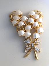 VTG Kenneth Jane Lane KJL Lily of the Valley Flower Rhinestone Pin