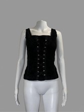 TRIPP NYC vintage 90s black velvet damask lace corset top womens size small RARE