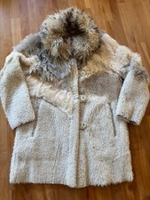 Coach C0349 Pieced Shearling Lamb Coat Size 12 Patchwork Leather Luxury