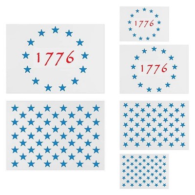 American Flag Star Stencil Templates - 6 Pack 50 Stars 1776 13 Stars Flag Ste...