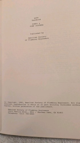 Chan & Meckler, PUMPS & PUMP SYSTEMS, 1983 ASPE Handbook, PB, VG Condition - Picture 3 of 9