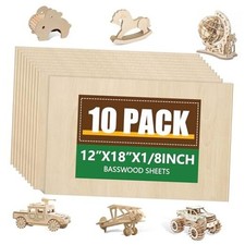 10 Pack Basswood Sheets12x18x1/8 Inch, Unfinished 12x18x1/8in Basswood 10 P