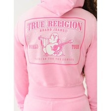 True Religion Velour Crystal Shrunken Zip Hoodie Crop Jacket Buddha Pick Size
