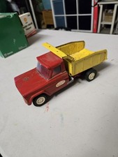 Vintage 1960s Made In USA Tonka Jeep Red Yellow Dump Truck Pressed Steel