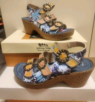 NIB L'Artiste Spring Step ''Fillippa'' Multi-Color Leather Sandals Sz.6 Ret.$160