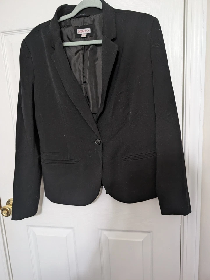 Chaqueta Blazer Abrigo Merona Negra Mujer 14 Negro Un Botón y Pantalones Merona 10 Foto 4 de 4