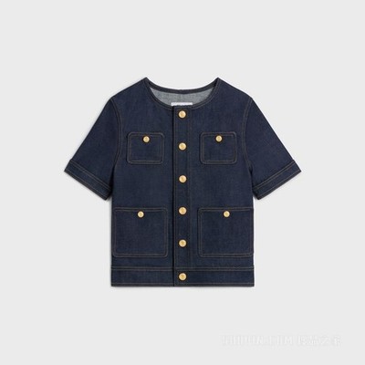 NWT CELINE Indigo Short Sleeve Denim Jacket Size S