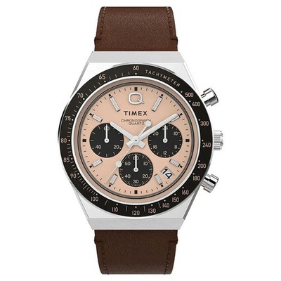 New Timex Q Chronograph  Leather 40mm Watch TW2W51800