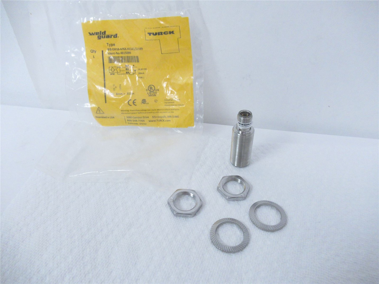 242947 New-No Box; Turck BI8-EM18-AP6X-H1141/S1589 Prox Sensor Induct 8MMRange