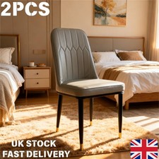 Modern Dining Chairs Set of 2 W/ Faux Leather Seat, Metal Legs for Kitchen Home