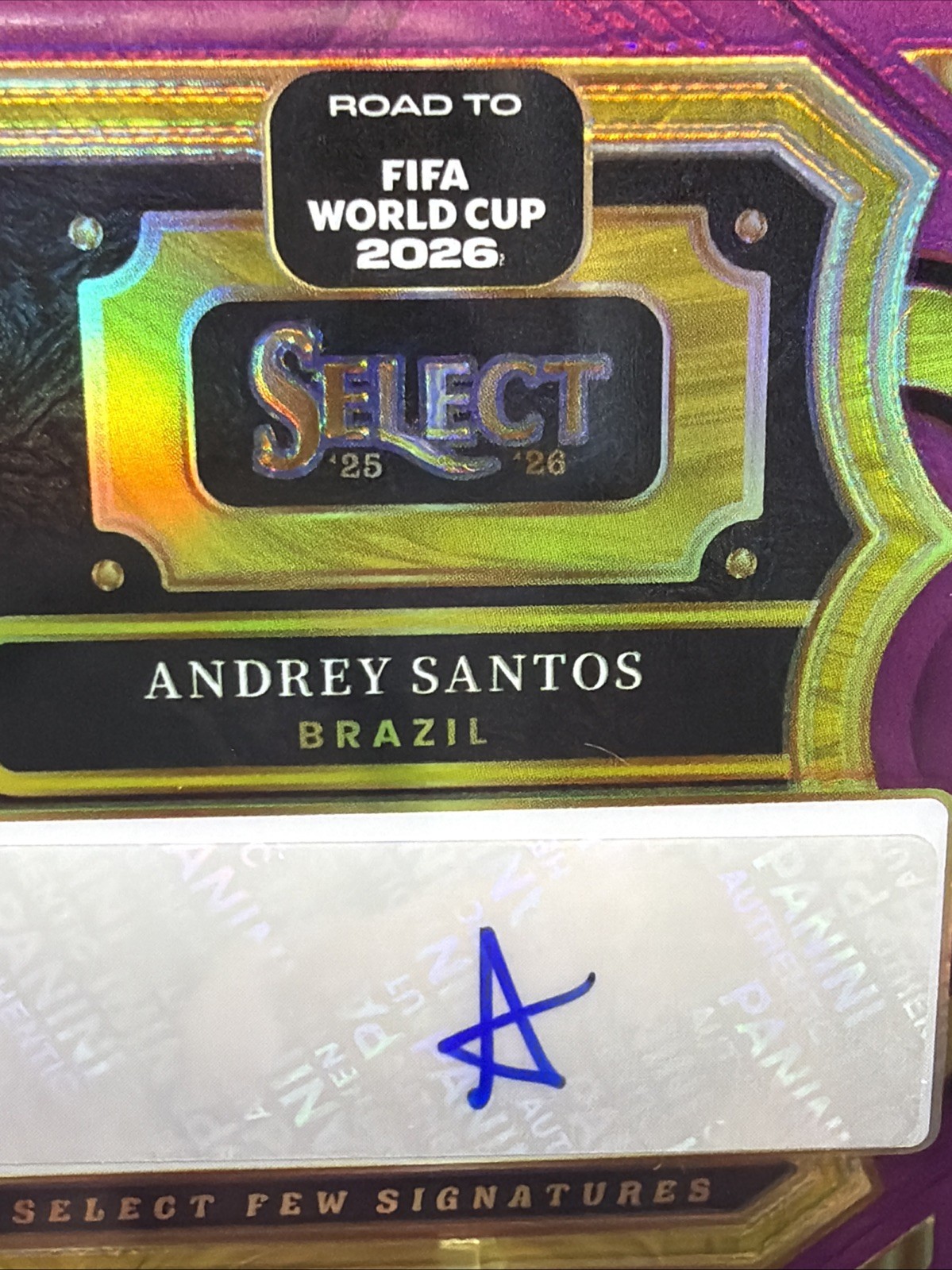 2025-26 Panini Select World Cup ANDREY SANTOS Purple Auto 58/99 💎 view 6