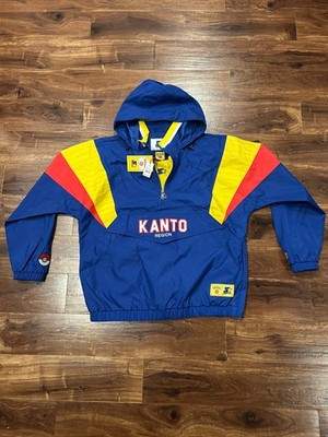 Starter Pokémon Pullover Jacket XL Blue Colorblock Kanto Region Embroidered 