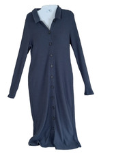 Madewell Ribbed Maxi Dress Womens Medium Blue Button Front Coastal Preppy Travel