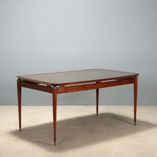 Tavolo da Pranzo Vintage Teak Piano in Vetro Italia Design Anni 50-60 Originale