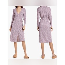 Lisa Says Gah Lucille Long Sleeve Wrap Dress Small Pink Stripe