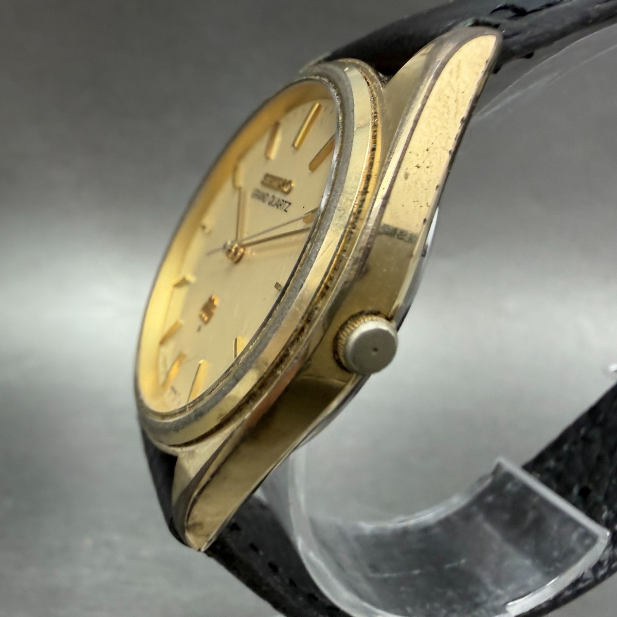 Seiko Grand Quartz Watch Men 35mm Champagne Dial Gold Tone 9940