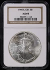 1986 American Silver Eagle ASE Dollar $1 NGC MS 69 (BU Uncirculated UNC)