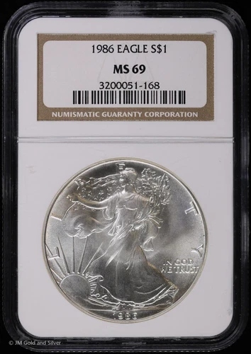 1986 American Silver Eagle ASE Dollar $1 NGC MS 69 (BU Uncirculated UNC)