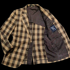 Burberrys Vintage Men s Tweed Plaid Wool Blazer Beige/Brown M 2-Button Notch