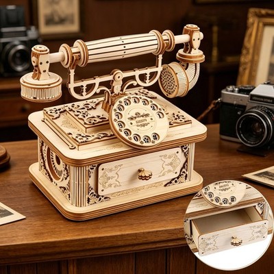 3D-Holzpuzzle Erwachsene 3D Holzpuzzle Erwachsene Retro Telefon Modellbausatz