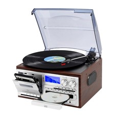 Record Player Bluetooth 3 Speed Turntable Built-in Stereo Speakers CD Cassette