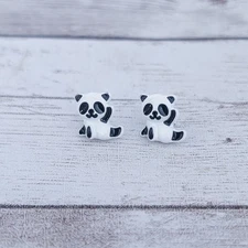 Panda? Stud Earrings Dainty - Just Over 3/8"