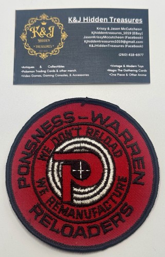 Rare Ponsness-Warren Reloaders embroidered Iron on Patch With Black Lettering