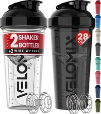 2 Pack 28 Oz Protein Shaker Bottles for Protein Mixes 2X Wire Whisk Leak Proof