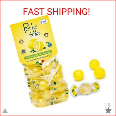 Perle di Sole Italian Lemon Drops Hard Candy Individually Wrapped (7.05 oz) Made