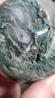AAA+ 70mm Moss Agate Sphere with Amethyst Geode Vug & 3D White Plume — photo 10