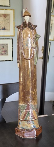 Vintage Tall Handglazed Chinese Deity (31.5" tall) Statue
