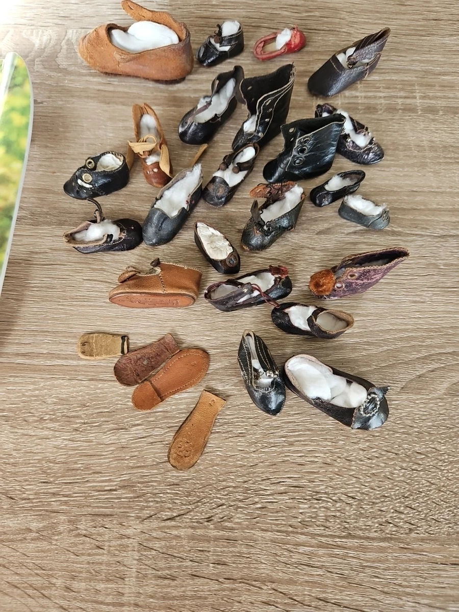 CHAUSSURES POUPEE ANCIENNE BOTTINES TAILLE 13 CUIR & SYNTHETIQUE