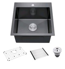 18-Inch Black Bar Sink Drop-In, SINKVINE PVD Nano Stainless Steel Kitchen...