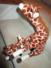 VINTAGE ANIMAL ALLEY TOYS R US PLUSH GIRAFFE MOMMY WITH BABY GIRAFFE 15 X 15