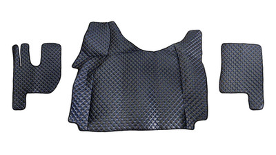 Black + Blue Floor Mats Eco Leather Engine for Renault Gama T Tunnel 2013 - 2021