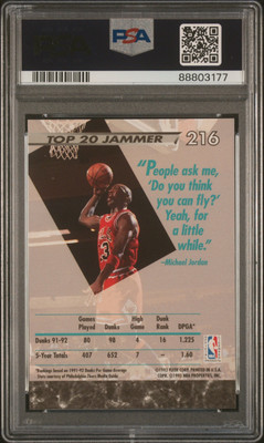1992 Fleer Ultra Michael Jordan #216 PSA 9 Mint HOF Chicago Bulls