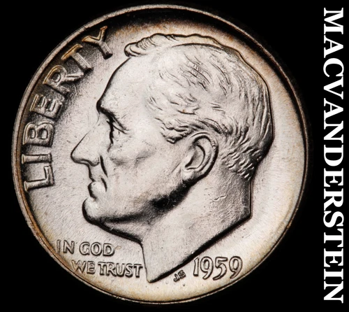 1959 Silver Roosevelt Dime - Lustrous Choice Gem Brilliant Uncirculated #i4757