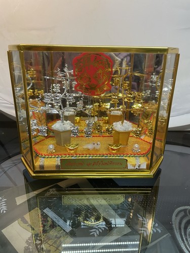 Silver And Gold Money Trees Glass Cabinet Feng Shui