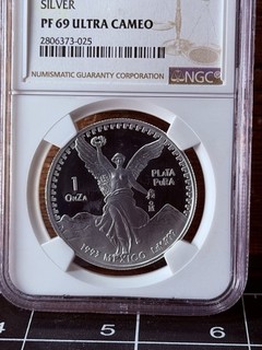 1993 MO SILVER MEXICO PROOF 1 ONZA LIBERTAD NGC PF69 ULTRA CAMEO NR